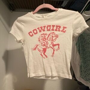 Full Tilt White and Pink Cowgirl Crop Top